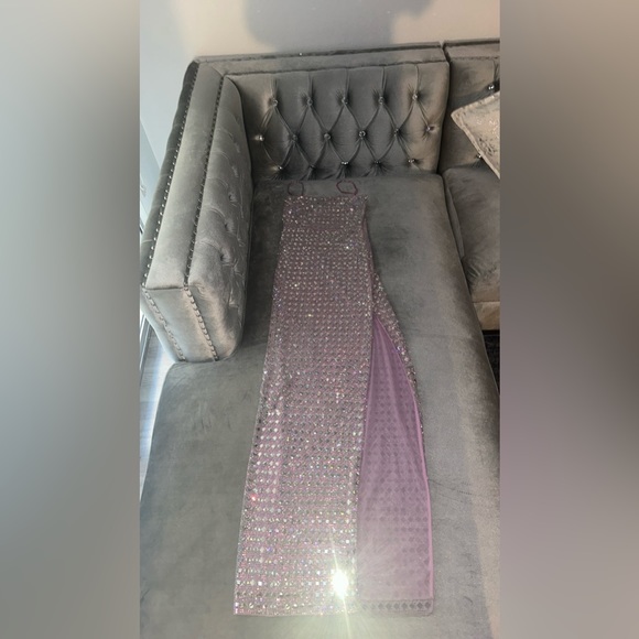 Embellished Square Neck Evening Gown in Lilac - Picture 8 of 12